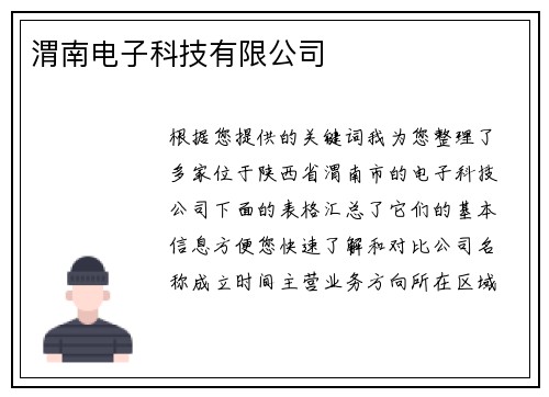渭南电子科技有限公司